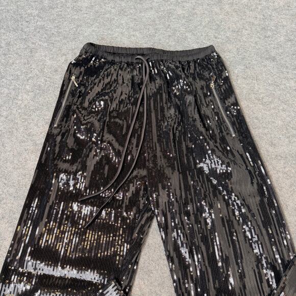 MsKIN6 Womens Black Sequin Shiny Loose Fit Wide Leg Dress Party Pants Size Large - Picture 11 of 13